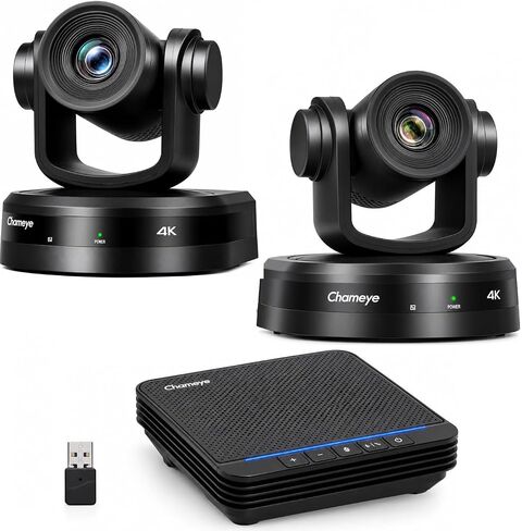 Chameye 4K PTZ Conference Room Camera and Bluetooth Conference Microphone, 10x+20X Optical Zoom AI Auto Tracking, USB3.0 Plug and Play 4K HDMI PoE TF-Recording for Hybrid Meeting Speech, C410+CH420+S4 in Saudi Arabia
