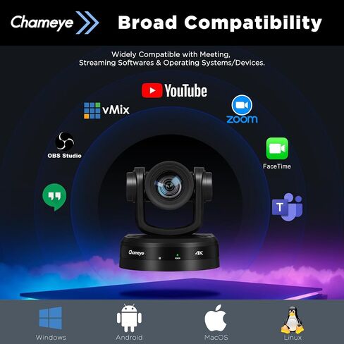 Chameye 4K PTZ Conference Room Camera and Bluetooth Conference Microphone, 10x+20X Optical Zoom AI Auto Tracking, USB3.0 Plug and Play 4K HDMI PoE TF-Recording for Hybrid Meeting Speech, C410+CH420+S4 in Saudi Arabia