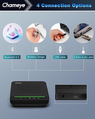 Chameye 4K PTZ Conference Room Camera and Bluetooth Conference Microphone, 20X Optical Zoom AI Auto Tracking, USB3.0 Plug and Play 4K HDMI PoE TF-Recording for Hybrid Meeting Speech Church, CH420x2+S4 in Saudi Arabia