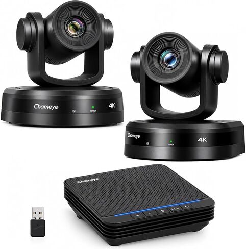 Chameye 4K PTZ Conference Room Camera and Bluetooth Conference Microphone, 10x+20X Optical Zoom AI Auto Tracking, USB3.0 Plug and Play 4K HDMI PoE TF-Recording for Hybrid Meeting Speech, CH420+C410+S4 in Saudi Arabia