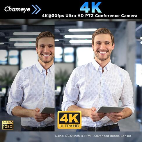 Chameye 4K PTZ Conference Room Camera and Bluetooth Conference Microphone, 10x+20X Optical Zoom AI Auto Tracking, USB3.0 Plug and Play 4K HDMI PoE TF-Recording for Hybrid Meeting Speech, CH420+C410+S4 in Saudi Arabia