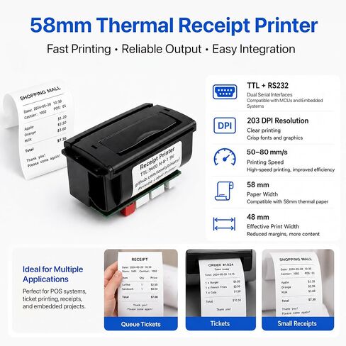 Lonely Binary 58mm Thermal Receipt Printer Kit Type-C for ESP32 & C++ in Saudi Arabia