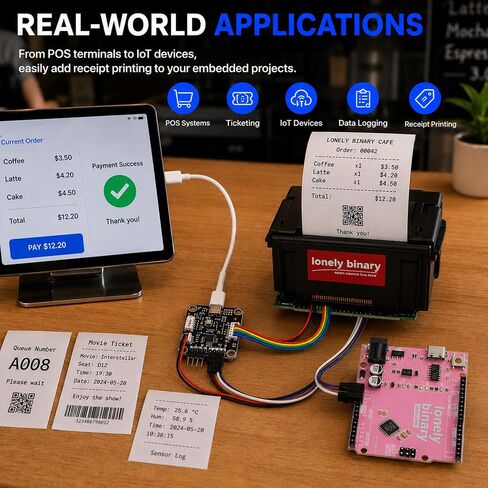 Lonely Binary 58mm Thermal Receipt Printer Kit Type-C for ESP32 & C++ in Saudi Arabia