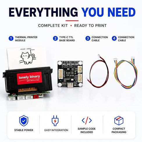 Lonely Binary 58mm Thermal Receipt Printer Kit Type-C for ESP32 & C++ in Saudi Arabia
