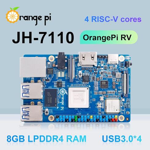 Orange Pi RV 2GB LPDDR4 RISC-V Single Board Computer with StarFive JH7100 4-Core 64-Bit Processor, Wi-Fi 5.0/Bluetooth 5.0, Development Board Run Linux/Debian (8GB) in Saudi Arabia