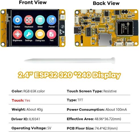 Hosyond 2.4'' ESP32 Display Resistive Touch Screen with WiFi+BT, ILI9341 Driver 240x320 TFT LCD Screen Module for Arduino in Saudi Arabia