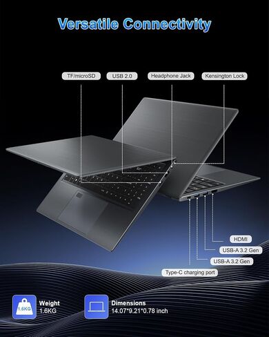 كمبيوتر محمول، شاشة FHD IPS مقاس 15.6 بوصة، معالج N95 (Beat N5095)، ذاكرة الوصول العشوائي DDR5 عالية السرعة 12 جيجابايت، 256 جيجابايت SSD، WiFi 6 BT 5.3، بصمة الإصبع، لوحة مفاتيح بإضاءة خلفية، كمبيوتر محمول خفيف الوزن لمكتب طلاب الأعمال in Kuwait