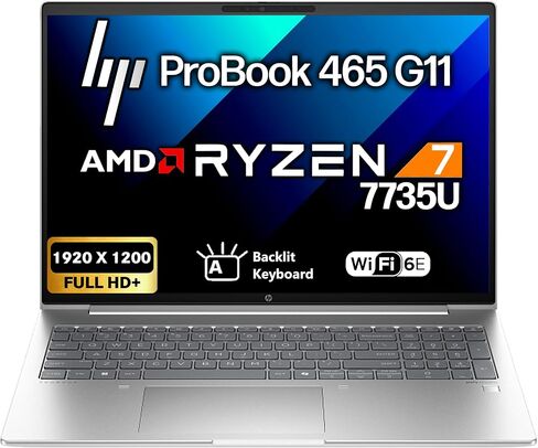 HP ProBook 465 460 G11 Business Laptop 16" FHD+ Display, AMD Ryzen 7 7735U, oemgenuine Customized Laptop, 16GB / 32GB / 64GB RAM, 512GB / 1TB / 2TB SSD, Wi-Fi 6E, RJ-45, Webcam, Backlit KB, Win 11 Pro in Saudi Arabia
