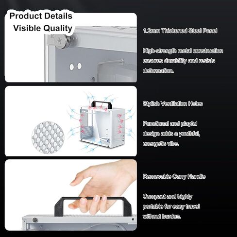 Compact ITX MATX PC Case, Portable Gaming Computer Case with Acrylic Panel, Supports 335mm GPU, Type C, Reinforced Steel, Ideal for Small Form Factor Builds in Saudi Arabia