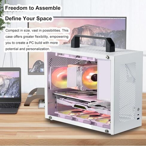Compact ITX MATX PC Case, Portable Gaming Computer Case with Acrylic Panel, Supports 335mm GPU, Type C, Reinforced Steel, Ideal for Small Form Factor Builds in Saudi Arabia