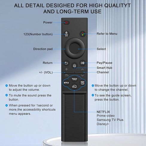 Replacement Samsung Smart TV Remote Control, BN59-01388A Compatible with All Samsung TVs, CU7000, DU7200, 2015-2026 Crystal UHD, Frame, QLED, OLED, Neo QLED Smart TVs in Saudi Arabia