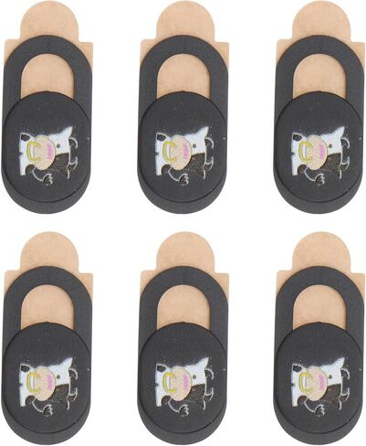 6pcs Ultra-Thin ABS Webcam Privacy Cover Black Cow Pattern in Saudi Arabia