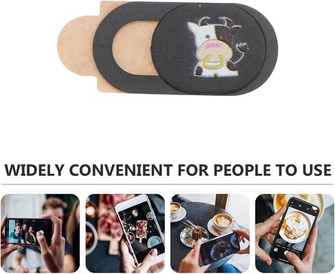 6pcs Ultra-Thin ABS Webcam Privacy Cover Black Cow Pattern in Saudi Arabia