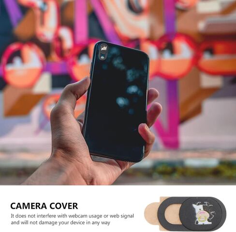 6pcs Ultra-Thin ABS Webcam Privacy Cover Black Cow Pattern in Saudi Arabia