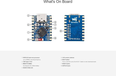 ESP32-S3 Mini Dev Board Based on ESP32-S3 Dual-Core Processor up to 240MHz Main Frequency, Support 2.4GHz Wi-Fi & Bluetooth 5, 8MB Flash Memory, 8MB PSRAM, Onboard Multi-Function GPIO Pins in Saudi Arabia