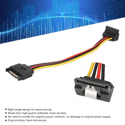 10 Pack Sata Power Cable Power Extension Cable Sata Power Cable Extension Sata Male to Female Cable 15 Pin 90 Degree for HDD Sdd Optical Drives in Saudi Arabia
