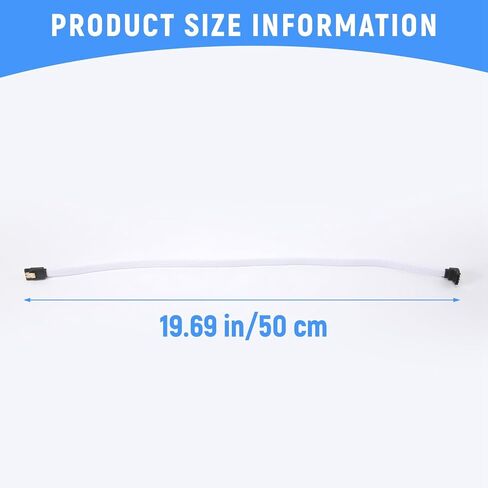 50CM SATA 3.0 III SATA3 7pin Data Cable Right Angle 6Gb/s SSD Cables HDD Hard Disk Data Cord with Nylon Sleeved(White) in Saudi Arabia