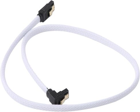 50CM SATA 3.0 III SATA3 7pin Data Cable Right Angle 6Gb/s SSD Cables HDD Hard Disk Data Cord with Nylon Sleeved(White) in Saudi Arabia