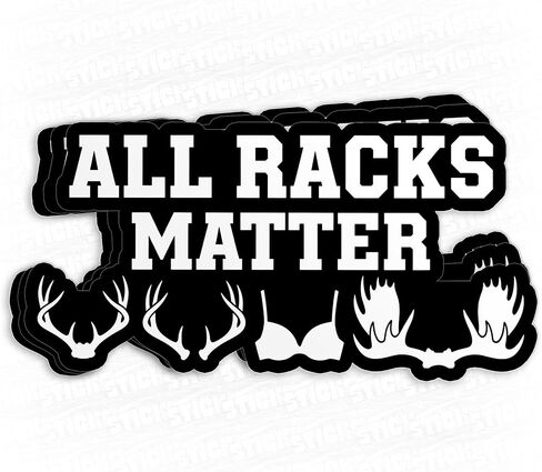 (3Pcs-2") All Racks Matter Sticker Deer Antlers Hunting Joke Funny Hunt Buck Rack Hunter Waterproof Vinyl Sticker for Laptop, Water Bottles, Phone, Kindle Merchandise Decor Decal Gifts 2 Inches in Saudi Arabia