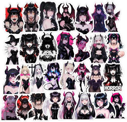 30PCS Succubus Anime Stickers, Waterproof Gothic Demon Girl Vinyl Sticker in Saudi Arabia