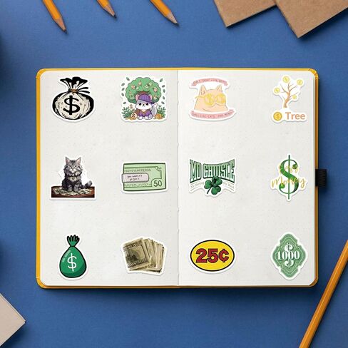 120pcs Money Stickers for Planner for Adults, for Water Bottle - Money Sign, Symbol Stickers, Party Supplies- Gift for Women & Men in Saudi Arabia