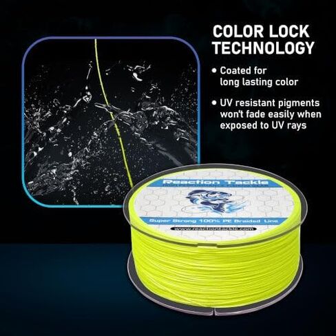 Reaction Tackle Braided Fishing Line - Pro Grade Power Performance for Saltwater or Freshwater Fish - Colored Fishing Line Braid for Extra Visibility in Saudi Arabia