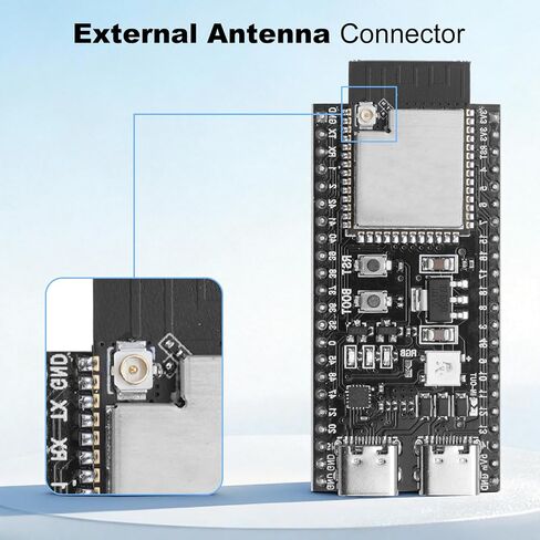 ESP32-S3 Dev Board N16R8 with Pre-Soldered IPEX Antenna Connector & Expansion Base Board, 16MB Flash + 8MB PSRAM, WiFi Bluetooth 5.0, USB-C, Compatible with Arduino IDE in Saudi Arabia