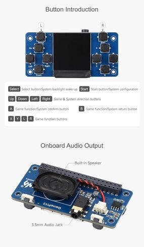 GamePi13 Game Console Onboard 1.3inch LCD 240 × 240 Resolution for Raspberry Pi / RP2040-PiZero, with ST7789 Driver Chip SPI Interface 12 Customizable Buttons, Board Only (Retro Gaming) in Saudi Arabia