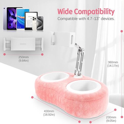 CreaDream Tablet Kindle Stand Pillow 2025 ترقية، حامل وسادة iPad قابل للتعديل مع 2 وعاء للوجبات الخفيفة لكرسي أريكة السرير، متوافق مع الكمبيوتر اللوحي 4.7 بوصة - 13 بوصة، iPad، iPhone، Kindle in Kuwait