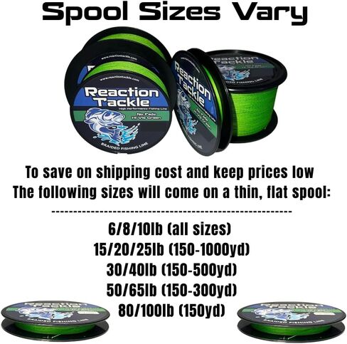 Reaction Tackle Braided Fishing Line - Pro Grade Power Performance for Saltwater or Freshwater Fish - Colored Fishing Line Braid for Extra Visibility in Saudi Arabia