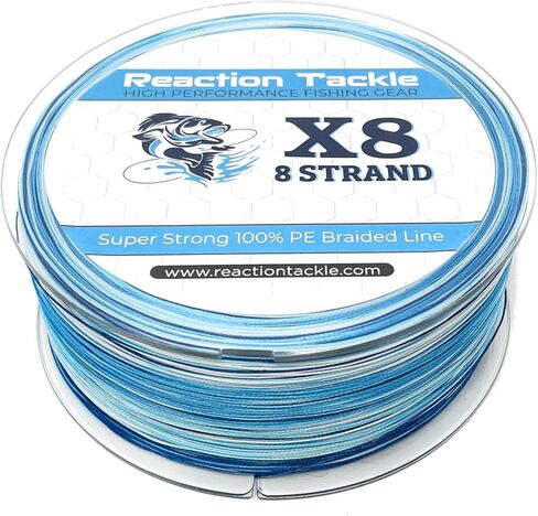 Reaction Tackle Braided Fishing Line - Pro Grade Power Performance for Saltwater or Freshwater Fish - Colored Fishing Line Braid for Extra Visibility - X8 Blue Camo 30 Lb (300 Yards) in Saudi Arabia