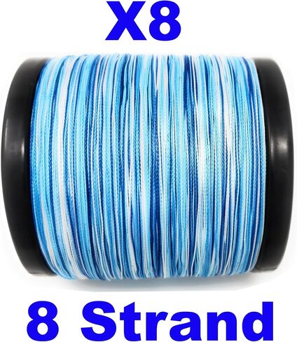 Reaction Tackle Braided Fishing Line - Pro Grade Power Performance for Saltwater or Freshwater Fish - Colored Fishing Line Braid for Extra Visibility - X8 Blue Camo 30 Lb (300 Yards) in Saudi Arabia