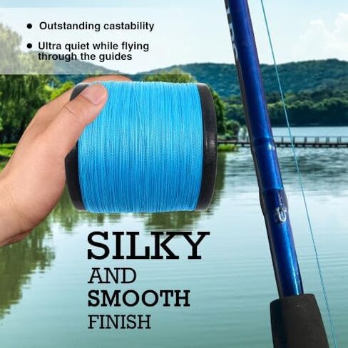 Reaction Tackle Braided Fishing Line - Pro Grade Power Performance for Saltwater or Freshwater Fish - Colored Fishing Line Braid for Extra Visibility - X8 Blue Camo 30 Lb (300 Yards) in Saudi Arabia