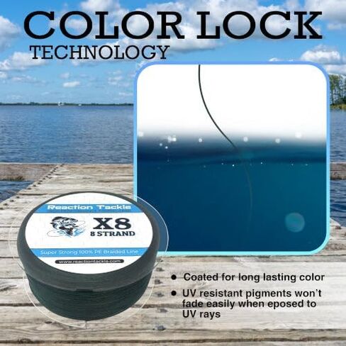 Reaction Tackle Braided Fishing Line - Pro Grade Power Performance for Saltwater or Freshwater Fish - Colored Fishing Line Braid for Extra Visibility - X8 Blue Camo 30 Lb (300 Yards) in Saudi Arabia