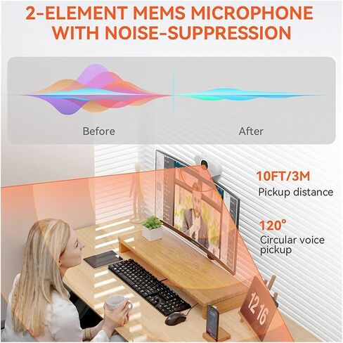 V15AF 75° Wide Angle Webcam 2K Full HD 30fps with Microphone in Kuwait