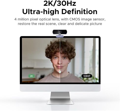 2K Webcam with Microphone, Full HD USB Web Camera in Kuwait