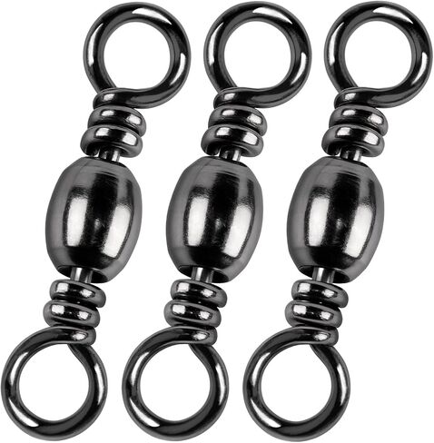 Alwonder 100-Pack Fishing Barrel Swivels, High Strength Stainless Solid Ring Brass Barrel Swivel with Black Nickel Coating, Rolling Fishing Swivels Tackle Line Connector Saltwater Freshwater in Saudi Arabia