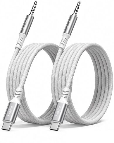 USB C to 3.5mm Aux Cable (2-Pack, 4FT), Type C to Aux Cord with DAC Chip, Braided Car Audio Stereo Jack Adapter, Compatible with iPhone 17 16 15 Pro Max, Compatible with Samsung Galaxy S25 in Saudi Arabia