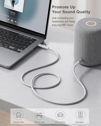 USB C to 3.5mm Aux Cable (2-Pack, 4FT), Type C to Aux Cord with DAC Chip, Braided Car Audio Stereo Jack Adapter, Compatible with iPhone 17 16 15 Pro Max, Compatible with Samsung Galaxy S25 in Saudi Arabia