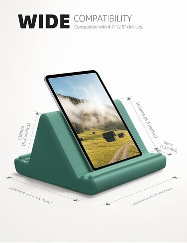 Lamicall Tablet Pillow Holder, Pillow Soft Pad - Bed Stand for Lap with Pocket & 4 Viewing Angles, for iPad Pro 11, 10.5, 12.9 Air Mini, Kindle, Tabs, 4-13" Phone and Tablet, Green in Saudi Arabia