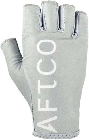 AFTCO Men's Solblok Fishing Glove, Harbor Gray, UPF 50 Sun Protection, Synthetic Leather Palm, Half Finger, Extra Grip in Saudi Arabia