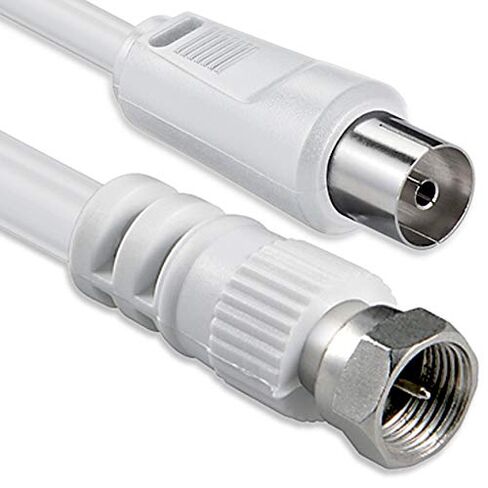 1aTTack.de SAT Antenna Cable Adapter Cable 5.0 Meters 2X Shielded F-Connector > Coaxial Jack SAT White F-Coax Ku 75db in Saudi Arabia