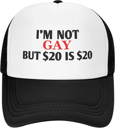 I'm Not Gay But $20 is $20 Hat Unisex Adult Trucker Hats Adjustable Cap for Adults Classic Fishing Caps Black in Saudi Arabia