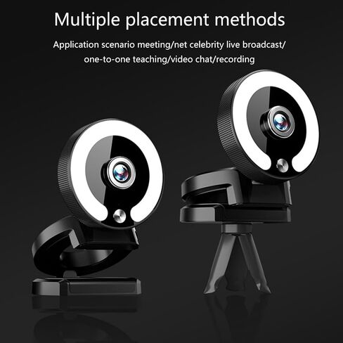 Auto Focuses Webcam 4K Resolution Builts in Rings Light 3 Color Temperatures Reductions Microphones 360 Rotatable in Saudi Arabia