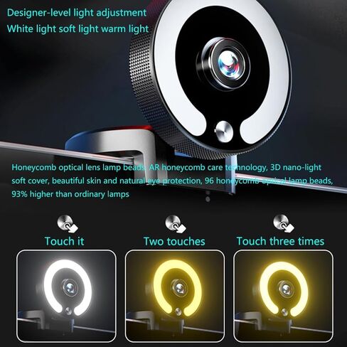 Auto Focuses Webcam 4K Resolution Builts in Rings Light 3 Color Temperatures Reductions Microphones 360 Rotatable in Saudi Arabia