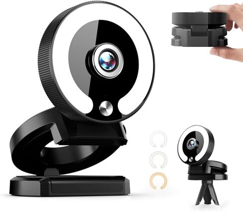 Auto Focuses Webcam 4K Resolution Builts in Rings Light 3 Color Temperatures Reductions Microphones 360 Rotatable in Saudi Arabia