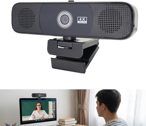 4K Webcam Computer Camera with Integrated Loudspeaker and Double Reduction Mics Perfect for Remote Work in Saudi Arabia