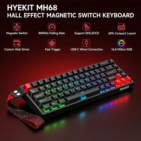 Hyekit MH68 Hall Effect Gaming Keyboard, 65% 68-Key Magnetic Keyboard in Saudi Arabia