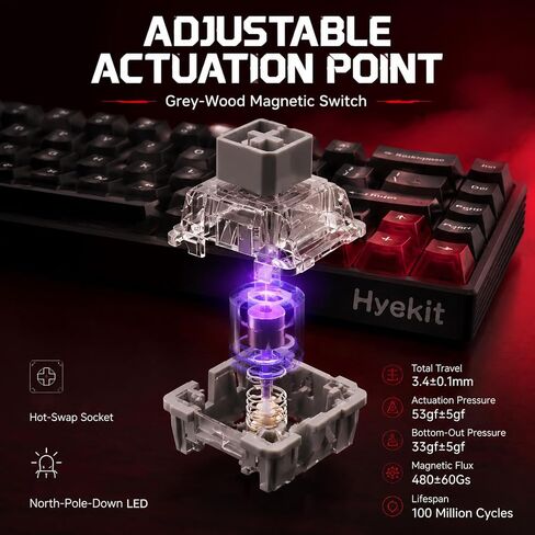 Hyekit MH68 Hall Effect Gaming Keyboard, 65% 68-Key Magnetic Keyboard in Saudi Arabia