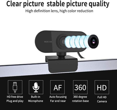 1080P Full HD Web Camera with Microphone USB Cam for PC Computer Mac Laptop Desktop Mini in Kuwait